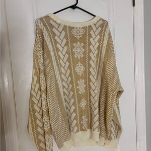 Cozy Beige and White Patterned Sweater